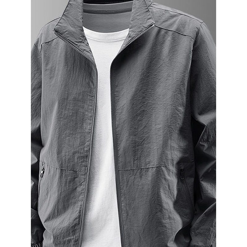 户外薄夹克外套 男士春秋立领休闲上衣 细节图1